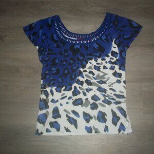 womens knit sleeveless sweater.animal print.size medium
